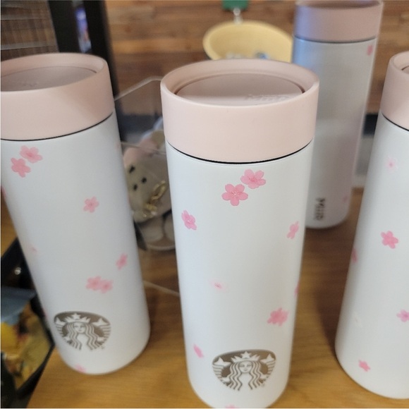 Starbucks Cherry Blossom White Metal Floral Design Tumbler, new - Picture 2 of 3